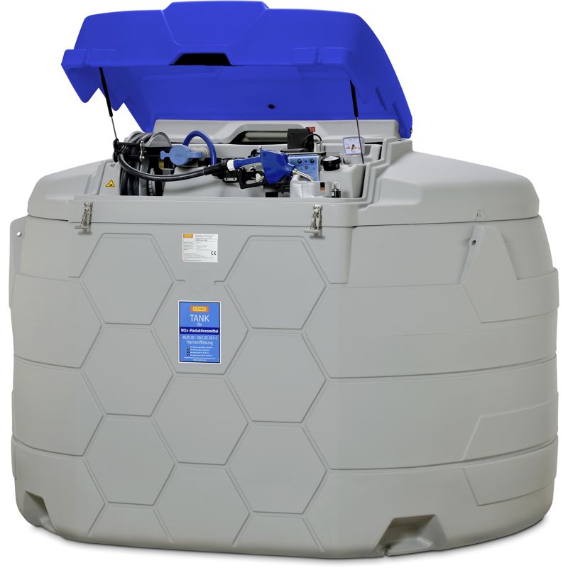 CUBE TANK 5000 liter met 230 Volt pomp voor AdBlue®, 8 meter slang op haspel en automatisch vulpistool