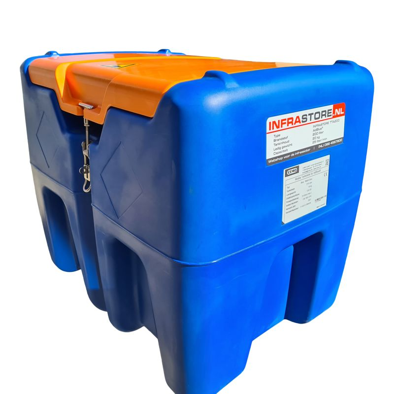 200 liter mobiele opslagtank voor AdBlue® met 12 Volt dompelpomp voor AdBlue® met beschermkap