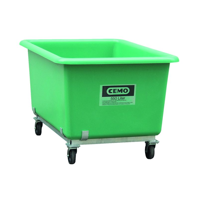 Rechthoekige kunststof opslagcontainer in de kleur groen, 550 liter, standaard maat