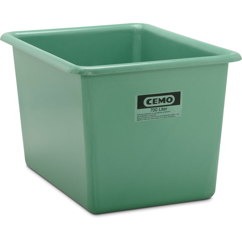 Rechthoekige kunststof opslagcontainer in de kleur groen, 700 liter, standaard maat