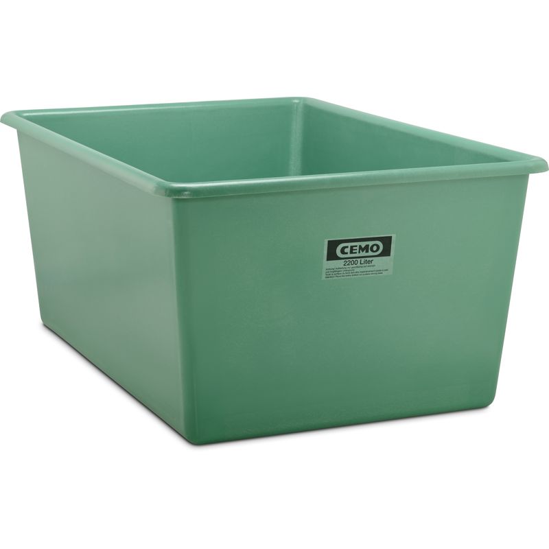 Rechthoekige kunststof opslagcontainer in de kleur groen, 2200 liter, standaard maat
