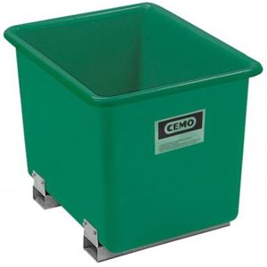 Rechthoekige kunststof opslagcontainer in de kleur groen, 2200 liter, standaard maat, met sleuven voor palletvorken
