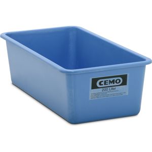 Rechthoekige kunststof opslagcontainer in de kleur blauw, 200 liter, laag model