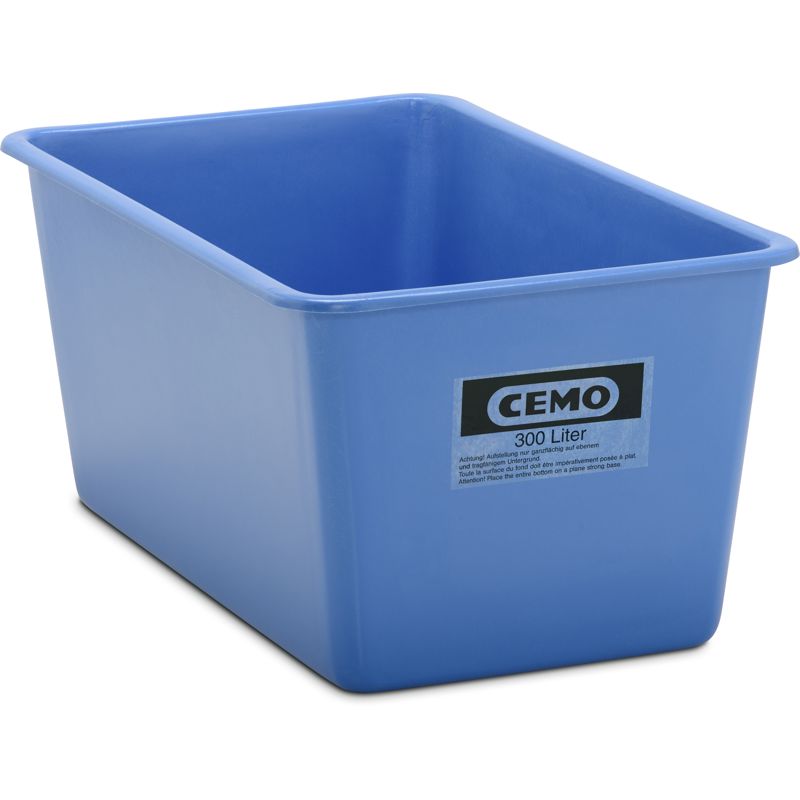 Rechthoekige kunststof opslagcontainer in de kleur blauw, 300 liter, standaard maat