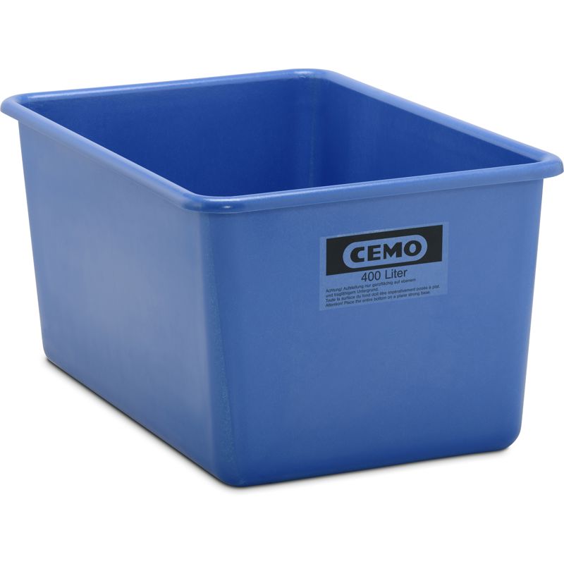 Rechthoekige kunststof opslagcontainer in de kleur blauw, 400 liter, standaard maat
